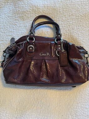 Coach Patent Leather Satchel in Deep Plum